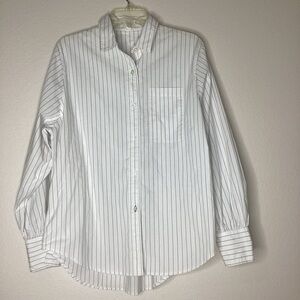 Jonathan Simkhai  White Pinstriped Shirt Lg